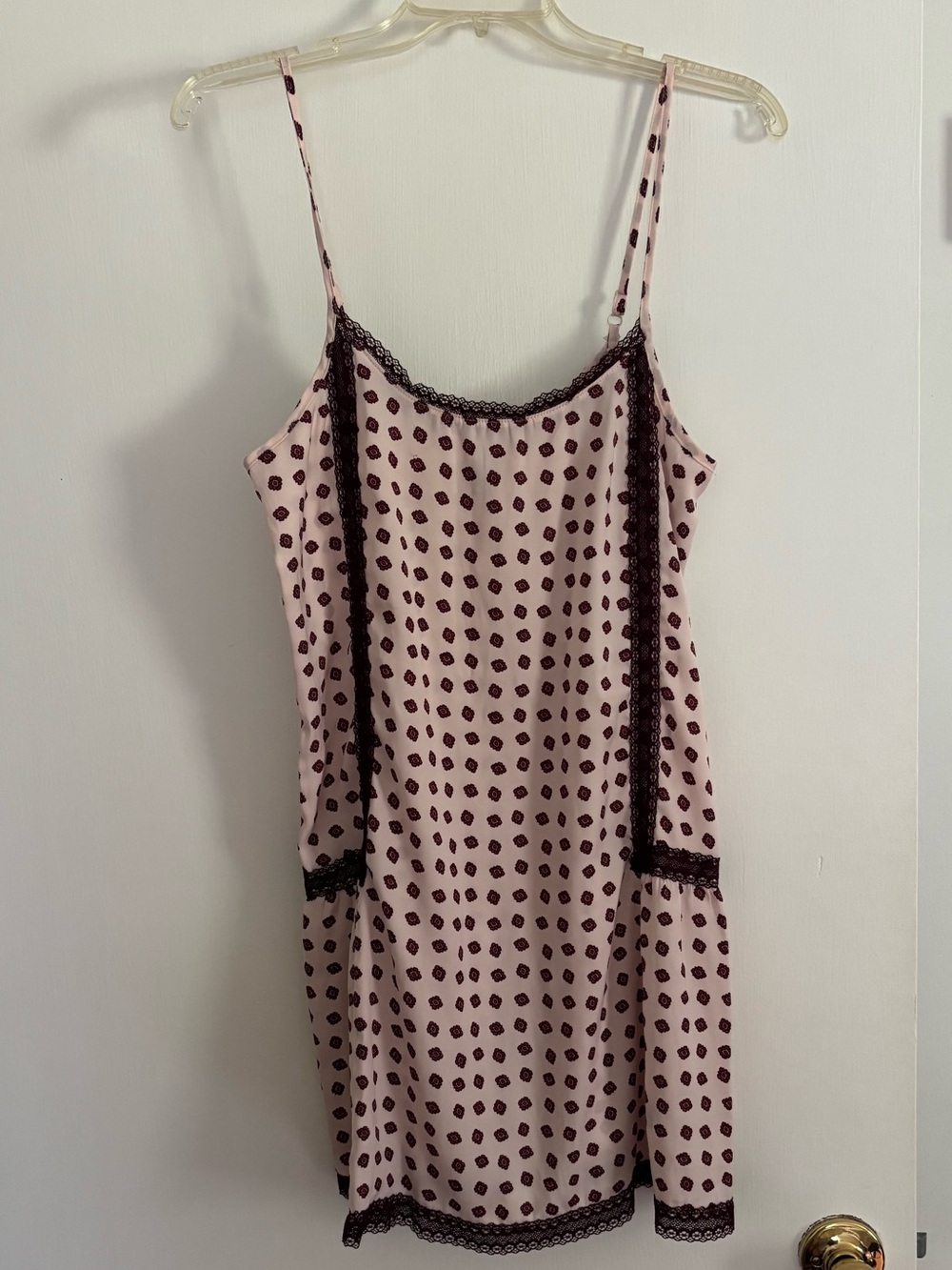 Aerie nightgown - silky pink print with lace trim